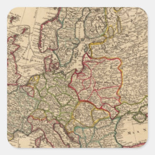 Pegatina Cuadrada Mapa de Europa