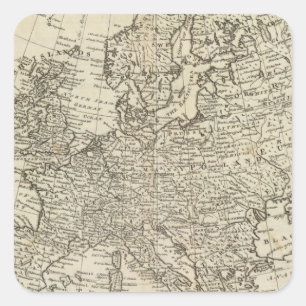 Pegatina Cuadrada Mapa de Europa 3