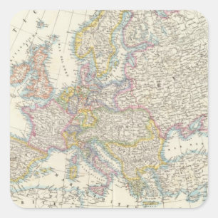 Pegatina Cuadrada Mapa de Europa 3