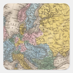 Pegatina Cuadrada Mapa de Europa 4