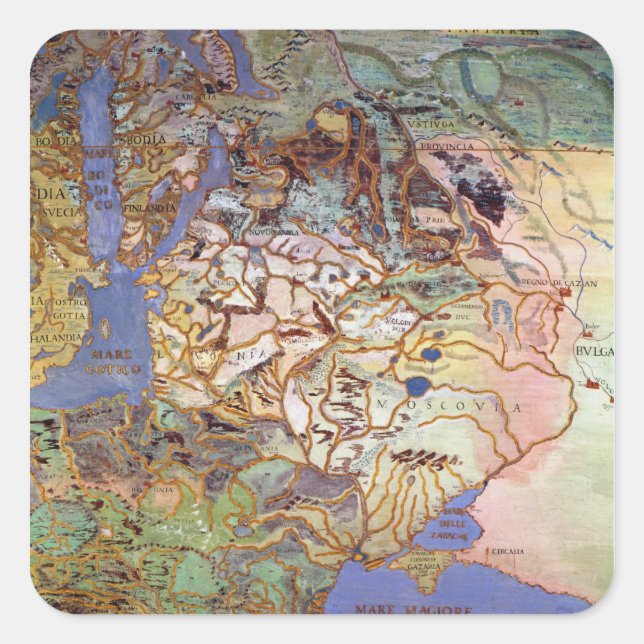 Pegatina Cuadrada Mapa de Europa Central (Anverso)