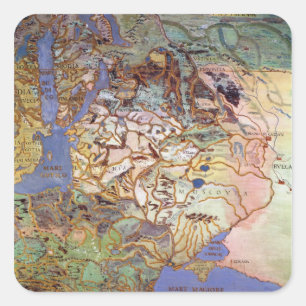 Pegatina Cuadrada Mapa de Europa Central