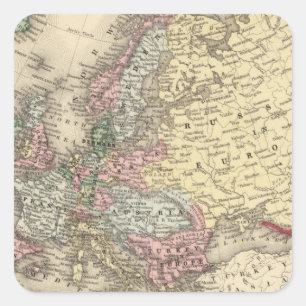 Pegatina Cuadrada Mapa de Europa de Mitchell