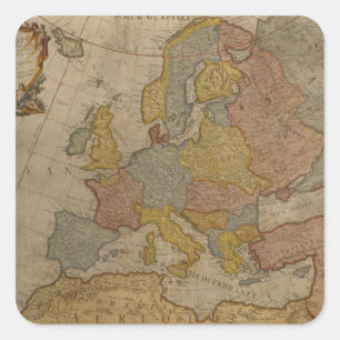 Pegatina Cuadrada Mapa de Europa el   1700