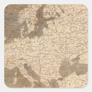 Pegatina Cuadrada Mapa de Europa por Arrowsmith