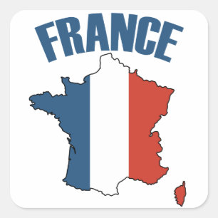 Pegatina Cuadrada Mapa de Francia - Bandera francesa