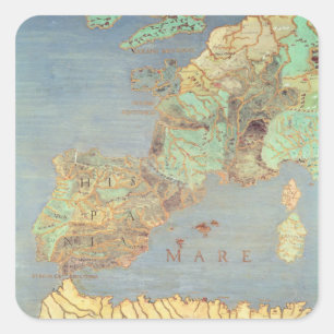 Pegatina Cuadrada Mapa de Francia, de España y de África del