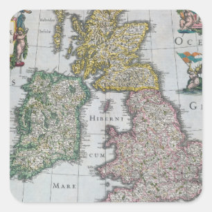 Pegatina Cuadrada Mapa de Gran Bretaña el   1631