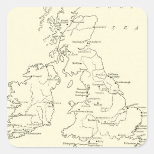 Pegatina Cuadrada Mapa de Gran Bretaña   Servicios de salud