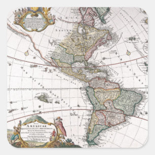 Pegatina Cuadrada Mapa de herederos de las Américas