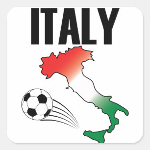 Pegatina Cuadrada Mapa de hinchas de fútbol de Italia Bola de futbol
