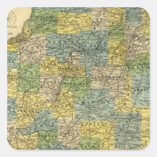 Pegatina Cuadrada Mapa de Illinois 2