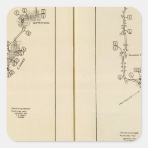 Pegatina Cuadrada Mapa de índice Albany, Saratoga Springs