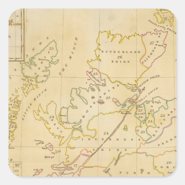 Pegatina Cuadrada Mapa de índices (Anverso)