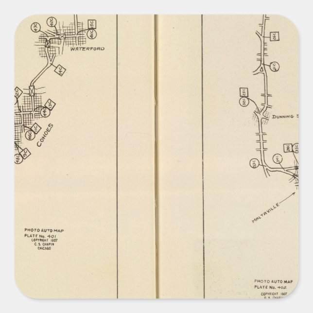 Pegatina Cuadrada Mapa de índices Albany, Saratoga Springs (Anverso)