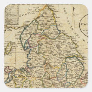 Pegatina Cuadrada Mapa de Inglaterra y de País de Gales