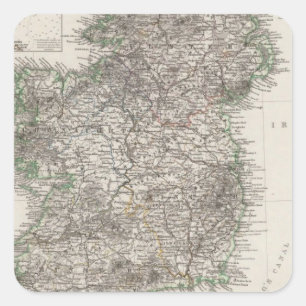 Pegatina Cuadrada Mapa de Irlanda de Stieler