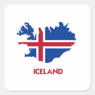 PEGATINA CUADRADA MAPA DE ISLANDIA