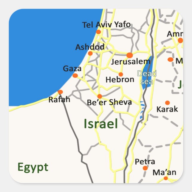 Pegatina Cuadrada Mapa de Israel.JPG (Anverso)