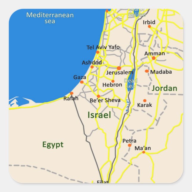 Pegatina Cuadrada Mapa de Israel.JPG (Anverso)