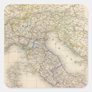 Pegatina Cuadrada Mapa de Italia