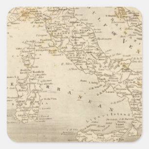Pegatina Cuadrada Mapa de Italia por Arrowsmith