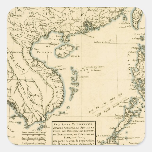 Pegatina Cuadrada Mapa de la Antigua India | Océano Índico (Anverso)