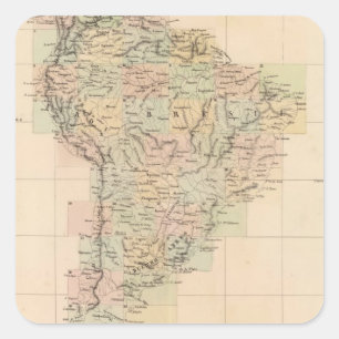 Pegatina Cuadrada Mapa de la Asamblea de América del Sur