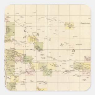 Pegatina Cuadrada Mapa de la Asamblea de Oceanía