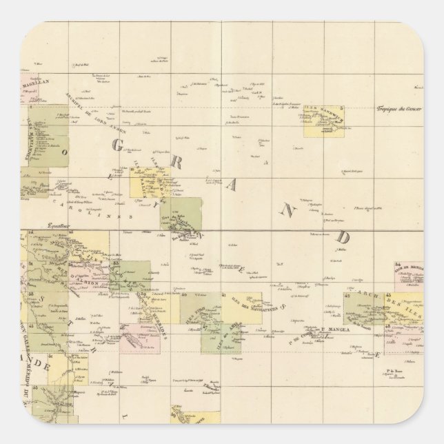 Pegatina Cuadrada Mapa de la Asamblea de Oceanía (Anverso)