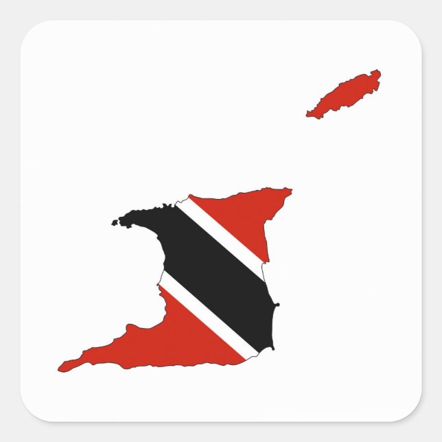 Pegatina Cuadrada mapa de la bandera del país de trinidad (Anverso)