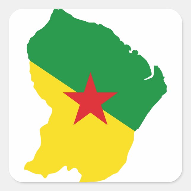 Pegatina Cuadrada Mapa de la bandera guyane GF (Anverso)