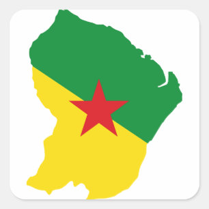 Pegatina Cuadrada Mapa de la bandera guyane GF