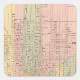 Pegatina Cuadrada Mapa de la ciudad de Detroit
