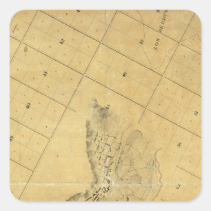 Pegatina Cuadrada Mapa De La Ciudad De Los Ángeles