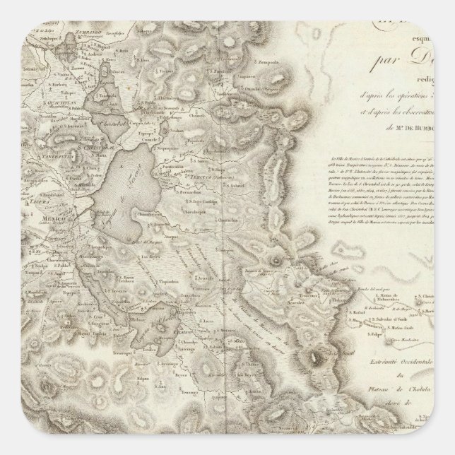 Pegatina Cuadrada Mapa de la ciudad de México (Anverso)