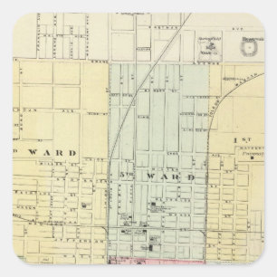 Pegatina Cuadrada Mapa de la ciudad de Springfield