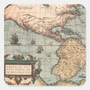 Pegatina Cuadrada Mapa de la época de Norteamérica