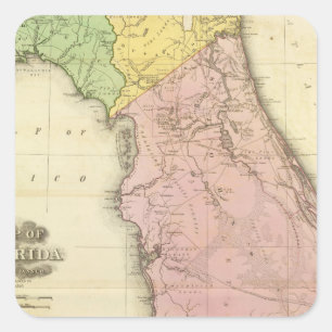 Pegatina Cuadrada Mapa de la Florida 2