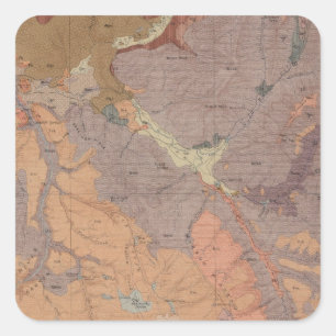 Pegatina Cuadrada Mapa de la geología, pieza nacional de