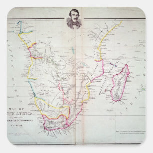 Pegatina Cuadrada Mapa de la ilustración de Suráfrica