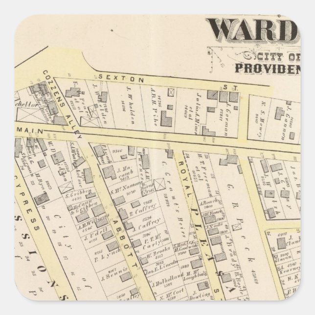 Pegatina Cuadrada Mapa de la isla de Rhode Providence 2 (Anverso)
