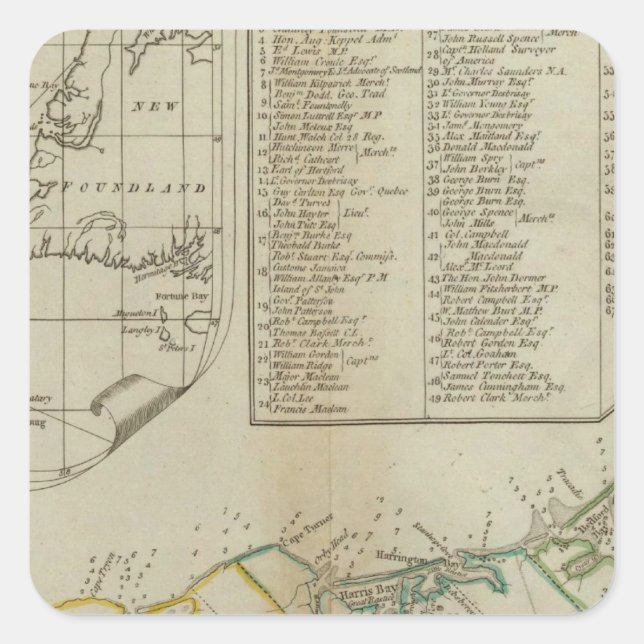 Pegatina Cuadrada Mapa de la isla de San Juan (Anverso)