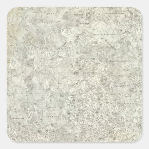 Pegatina Cuadrada Mapa de la luna