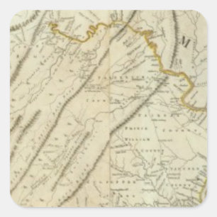 Pegatina Cuadrada Mapa de la parte más habitada de Virginia, NJ. PA