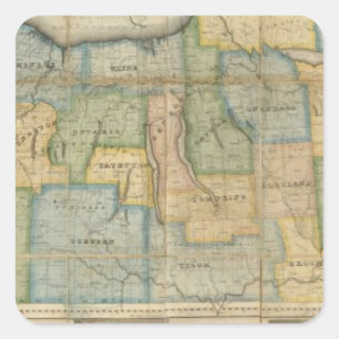 Pegatina Cuadrada Mapa de la parte occidental del estado de Nueva Yo