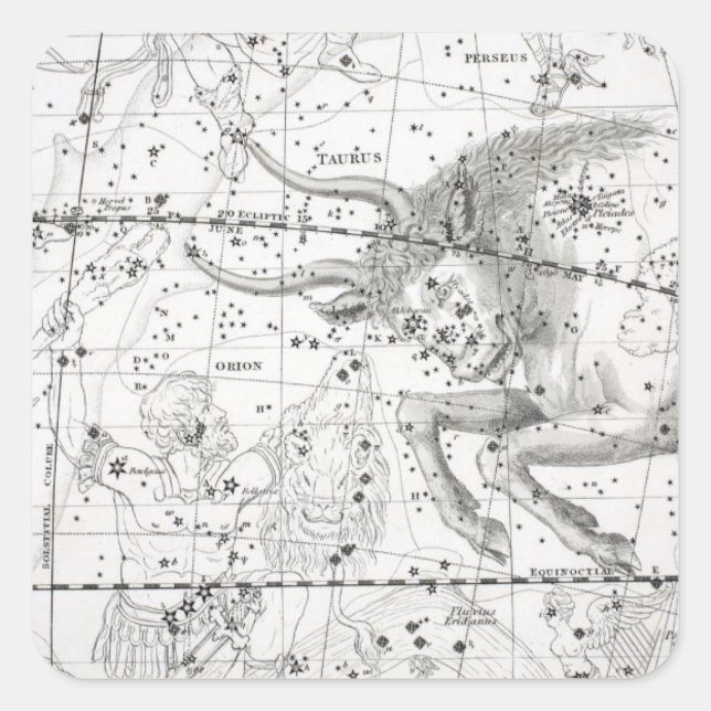 Pegatina Cuadrada Mapa de la placa XIV de Constellations (Anverso)
