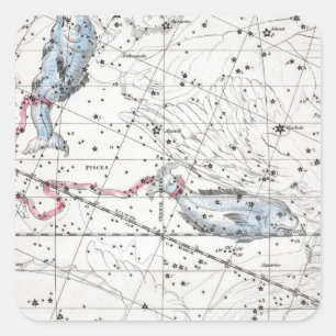 Pegatina Cuadrada Mapa de la placa XXII de las constelaciones