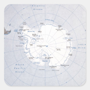 Pegatina Cuadrada Mapa de la región antártica (1982)