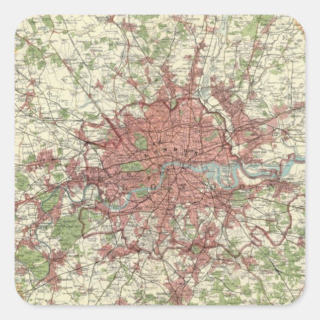 Pegatina Cuadrada Mapa de la región de Londres (Anverso)